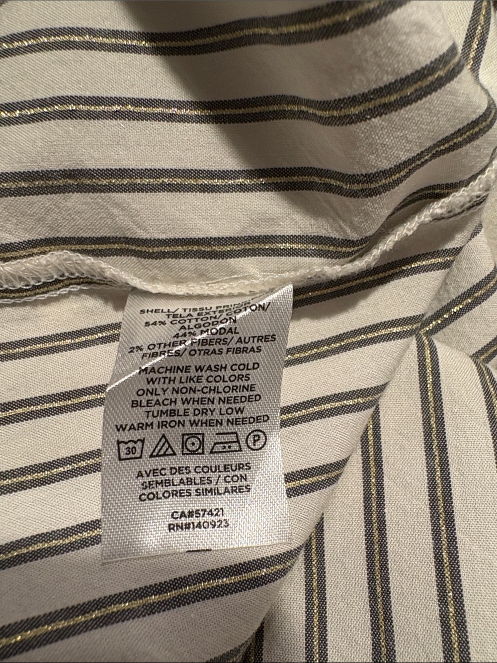 LOFT Women White and Black Striped Button-Front Blouse Size MP - Picture 5 of 5